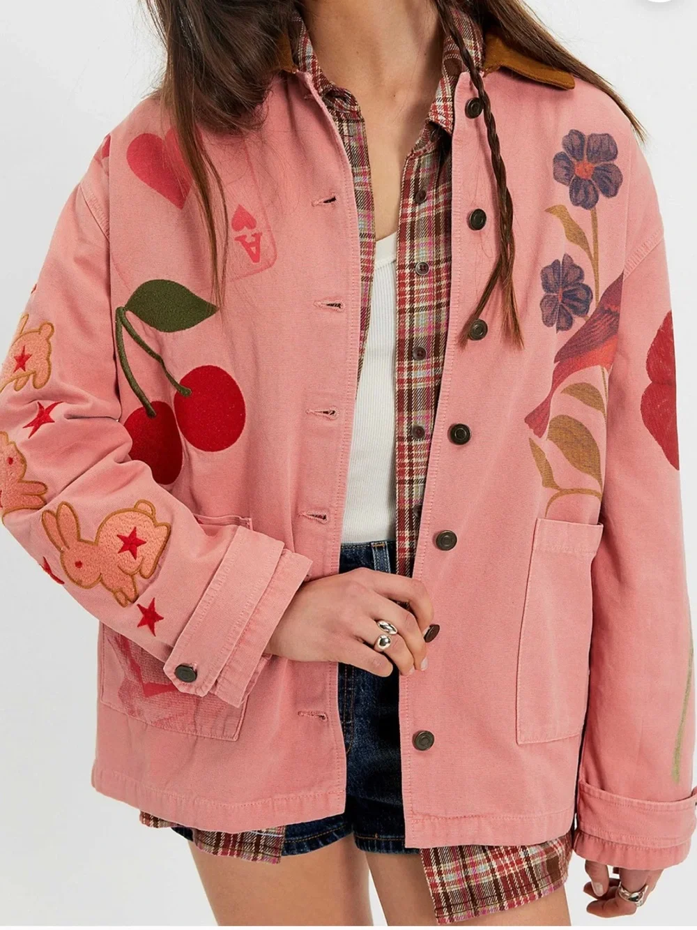 Free People x Denim and Bone Love Shop Embroidered Jacket